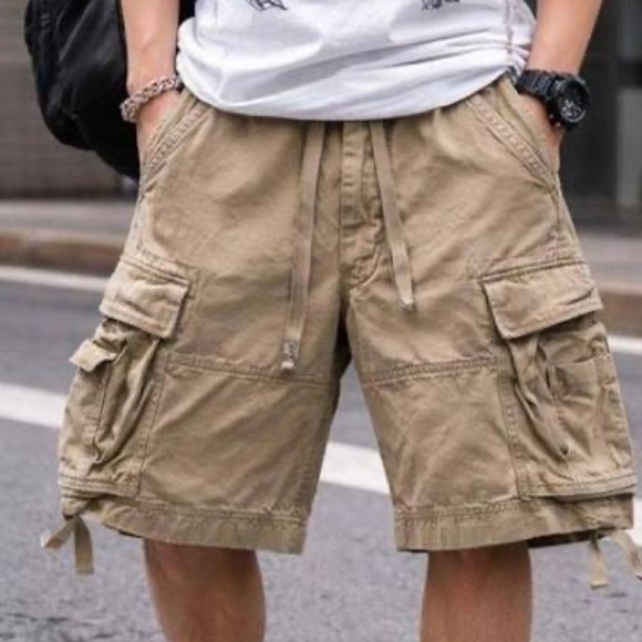 VTG Abercrombie & Fitch Heavy Cargo Shorts Men's 36 Brown Wide Leg Utility Y2K